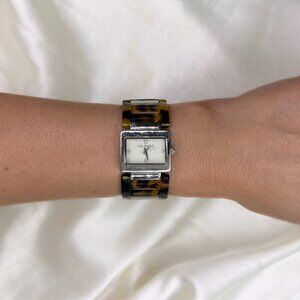 Vintage Vera Bradley Rectangular Face Watch With Tortoise Shell Pattern Bracelet